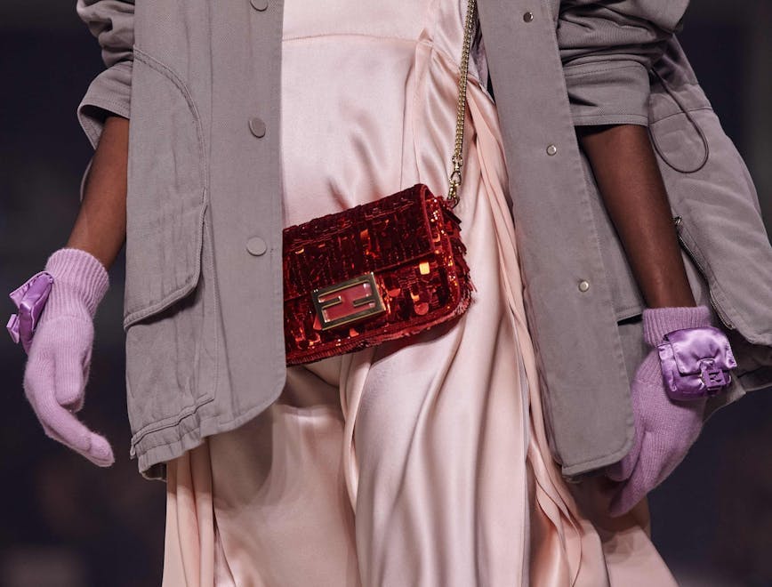 clothing apparel sleeve handbag accessories bag accessory person human